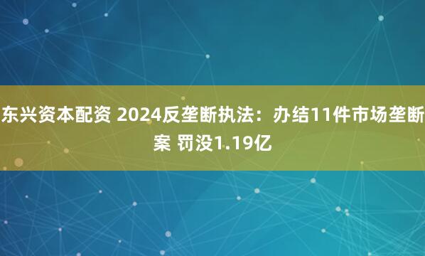 东兴资本配资 2024反垄断执法：办结11件市场垄断案 罚没1.19亿