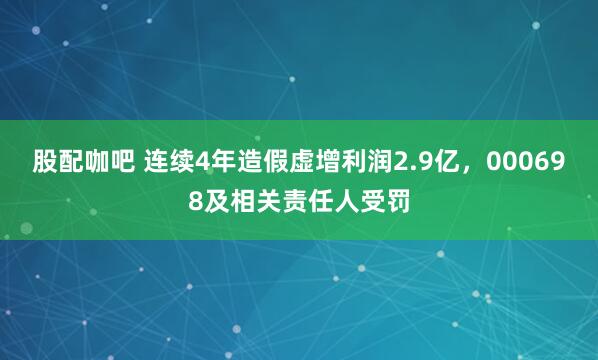 股配咖吧 连续4年造假虚增利润2.9亿，000698及相关责任人受罚