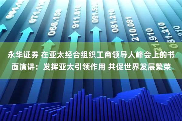 永华证券 在亚太经合组织工商领导人峰会上的书面演讲：发挥亚太引领作用 共促世界发展繁荣
